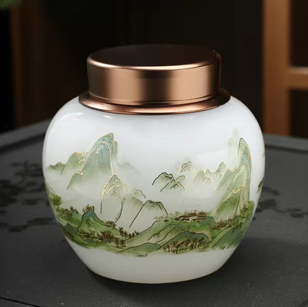 琉璃，手工，大号茶叶罐，家用中式高档