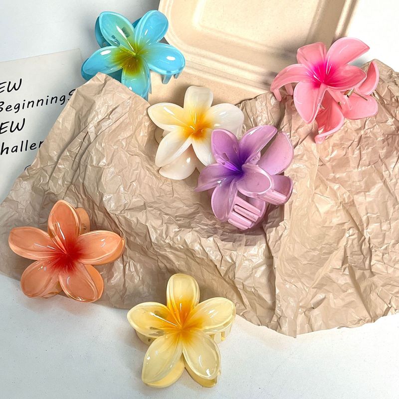 鸡蛋花发夹 海边度假风欧美跨境热销发夹鲨鱼夹侧边发饰现货批发