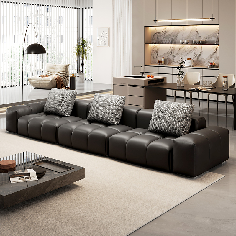 YICHAOJIANG/艺潮匠像素真皮沙发意式极简横厅大平层别墅