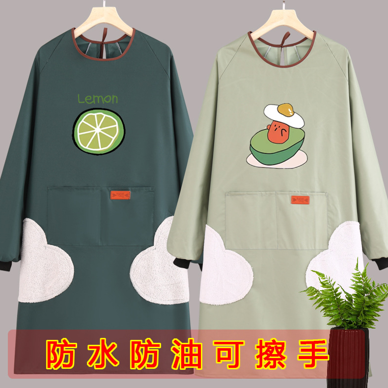家用厨房防水防油围裙女新款时尚韩版成人做饭干活工作服男女士