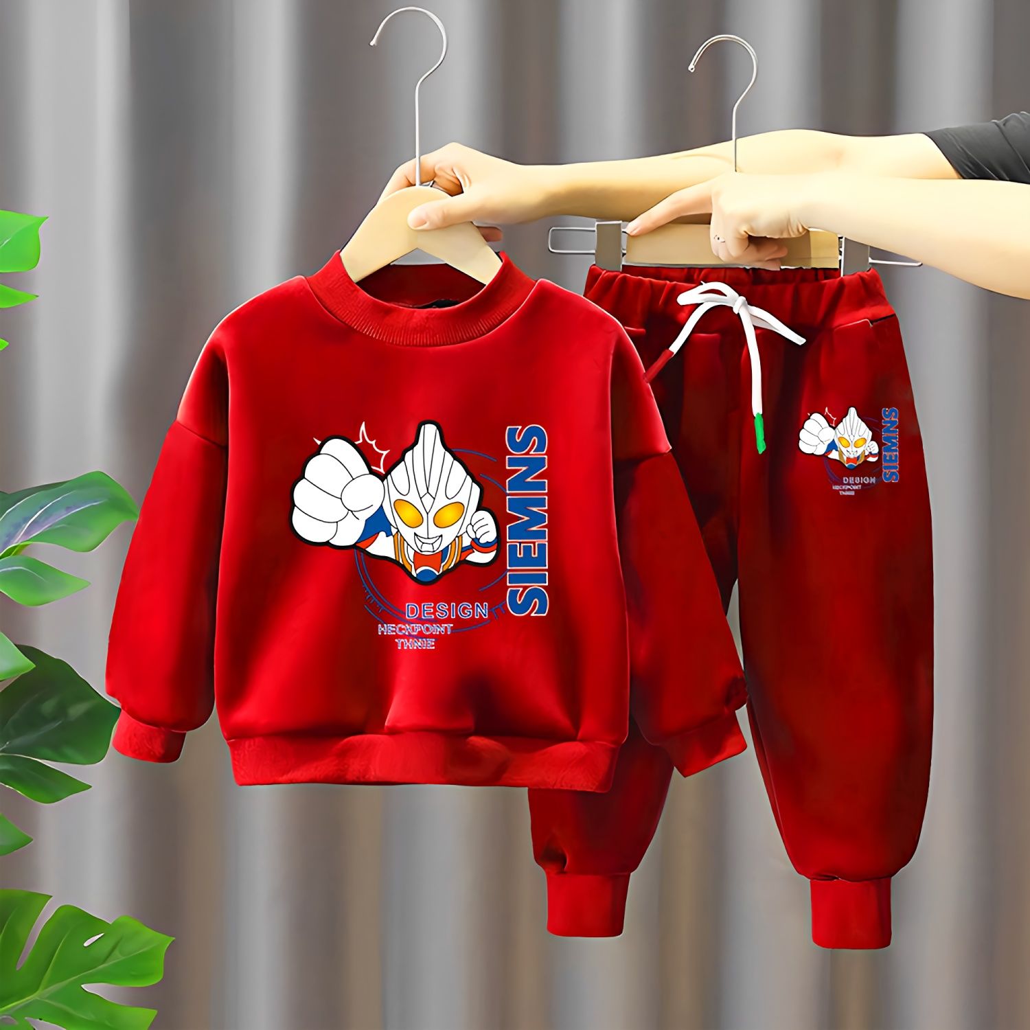 儿童童装男童套装儿童宝宝女童双面绒保暖秋衣宝宝拜年服新生儿奥