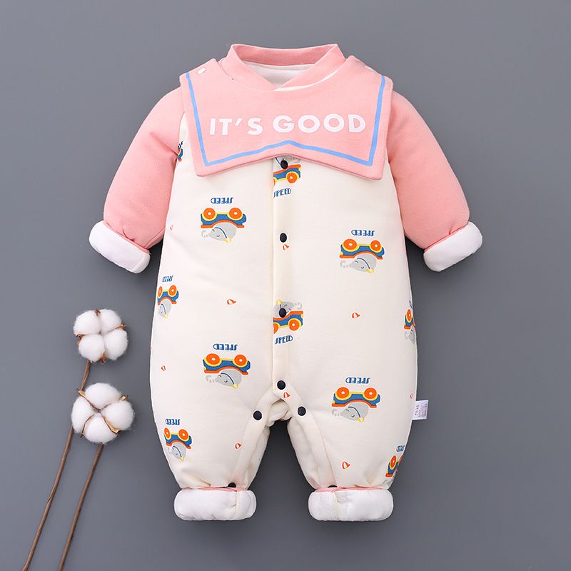 婴儿连体衣加厚保暖洋气新生儿秋冬款帅气新款男女宝宝棉衣外穿服