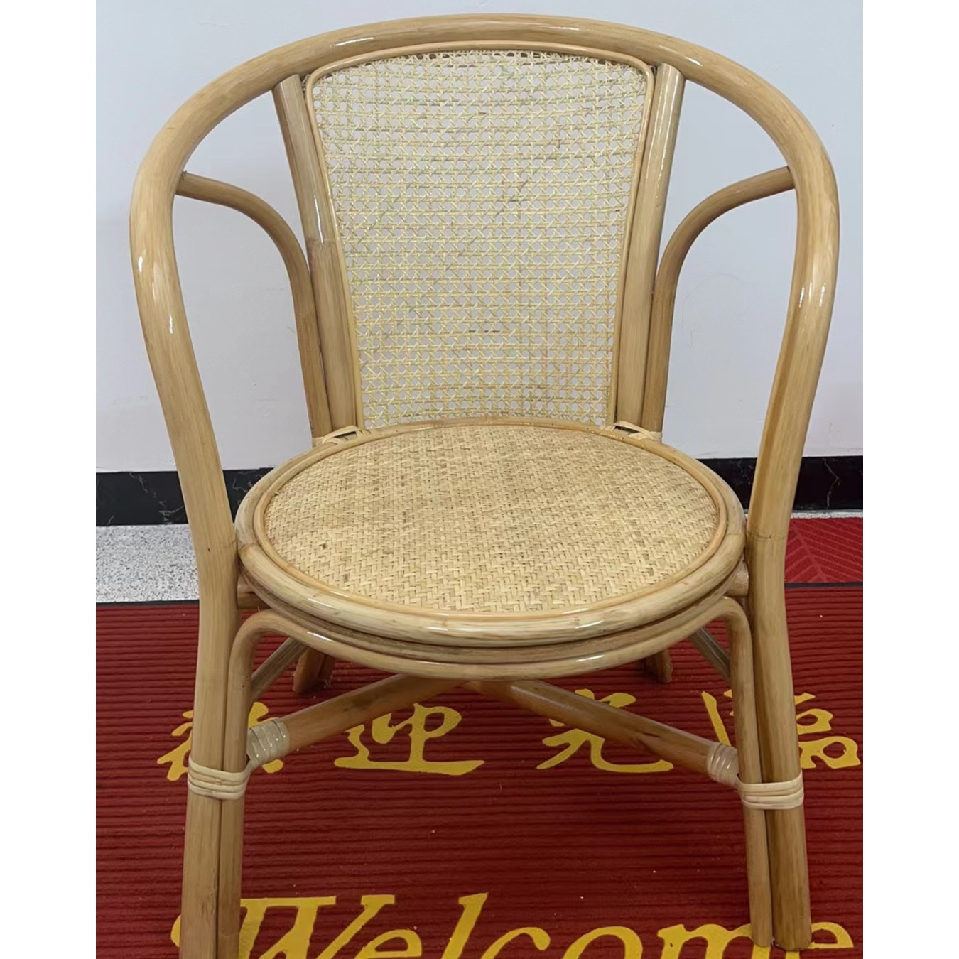 2025手工家用全真藤编老式圆形椅子椅子靠背椅