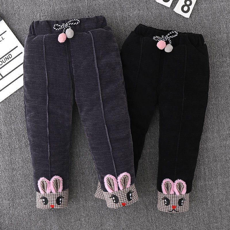 超厚夹棉女宝宝棉裤儿童时尚卡通三层超厚保暖裤冬季厚款网红加绒