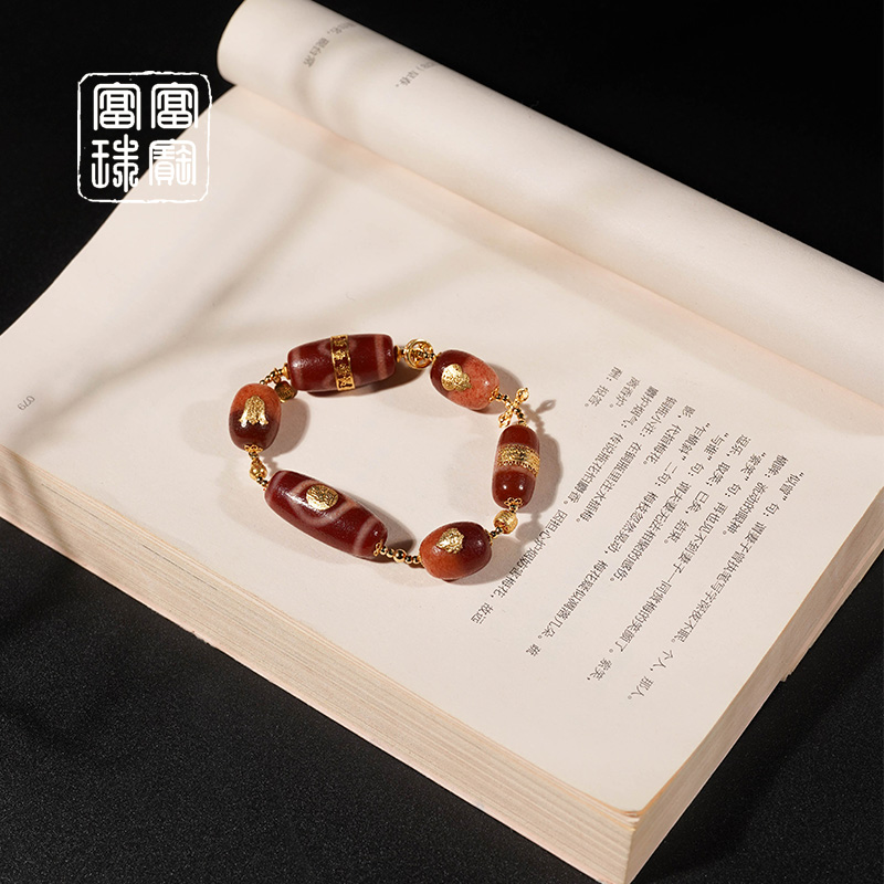 【颂年】富富珠宝 玛瑙18k金百搭手串（天然珠宝多样性发）