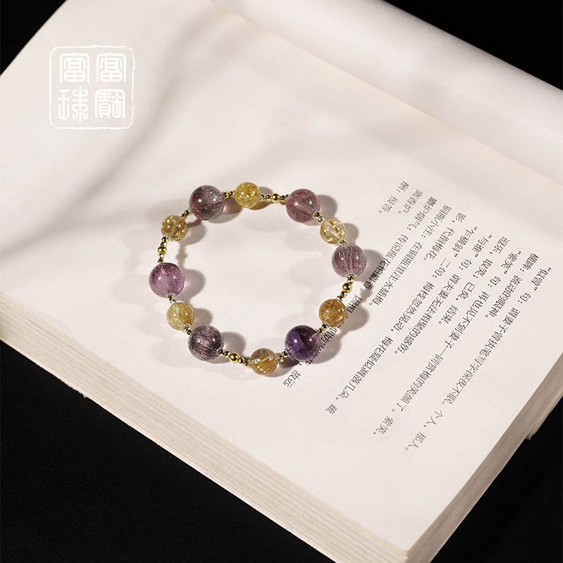 【花上】板钛晶 水晶18k金百搭手串（天然珠宝多样性发）