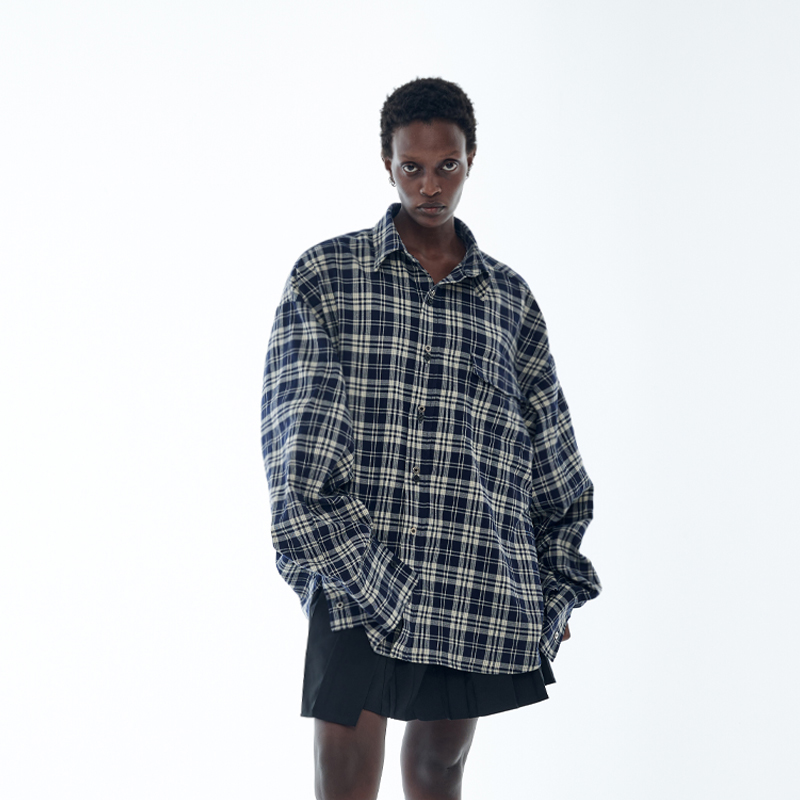 ANTERIOR LOVED原创设计美式cityboy格子休闲衬衫外套男长袖衬衣