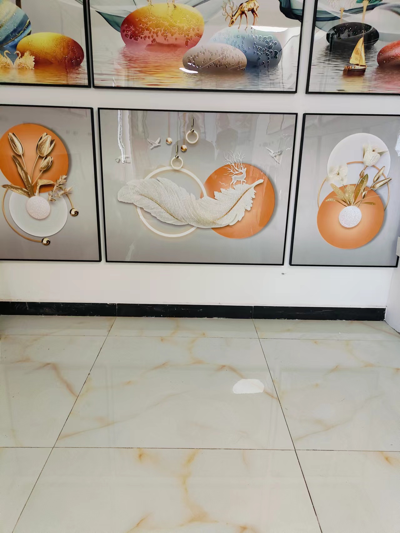 溪林美 晶瓷画 三联画 轻奢客厅装饰画沙发背景墙挂画