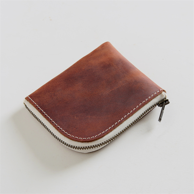 复古头层牛皮男士迷你零钱包超薄真皮拉链硬币包短款小钱包卡包女