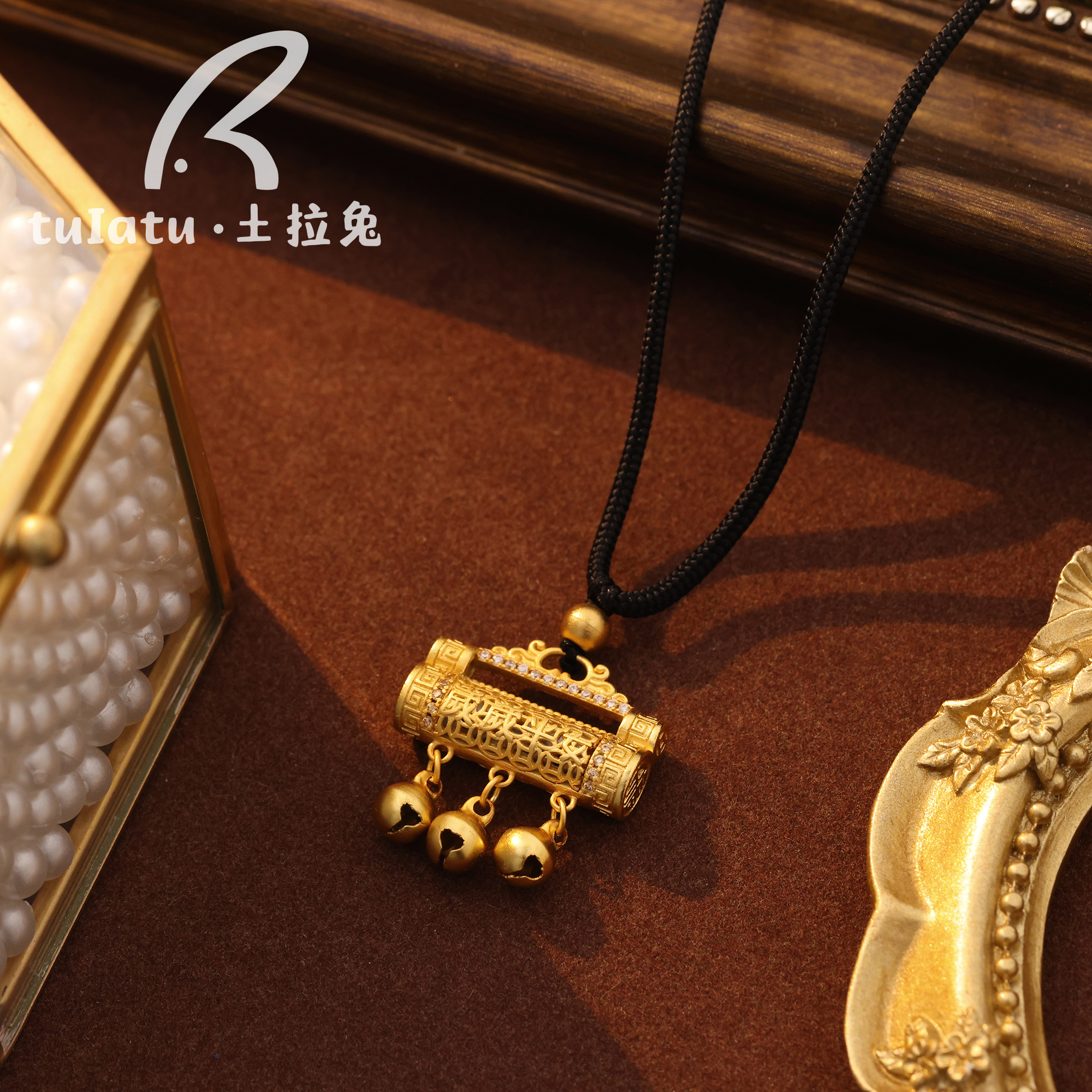 土拉兔 铜合金项链 新中式国风镂空锁岁岁平安铃铛锁项圈锁骨链女