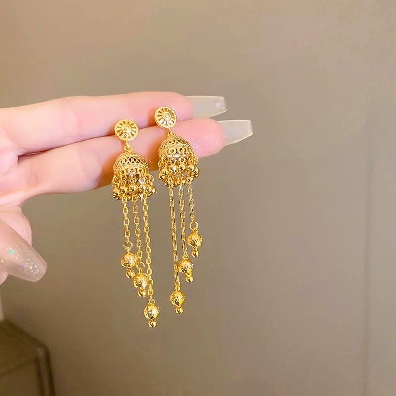 铜合金耳饰 复古民族风耳坠高级感时尚百搭宫廷风长款耳饰