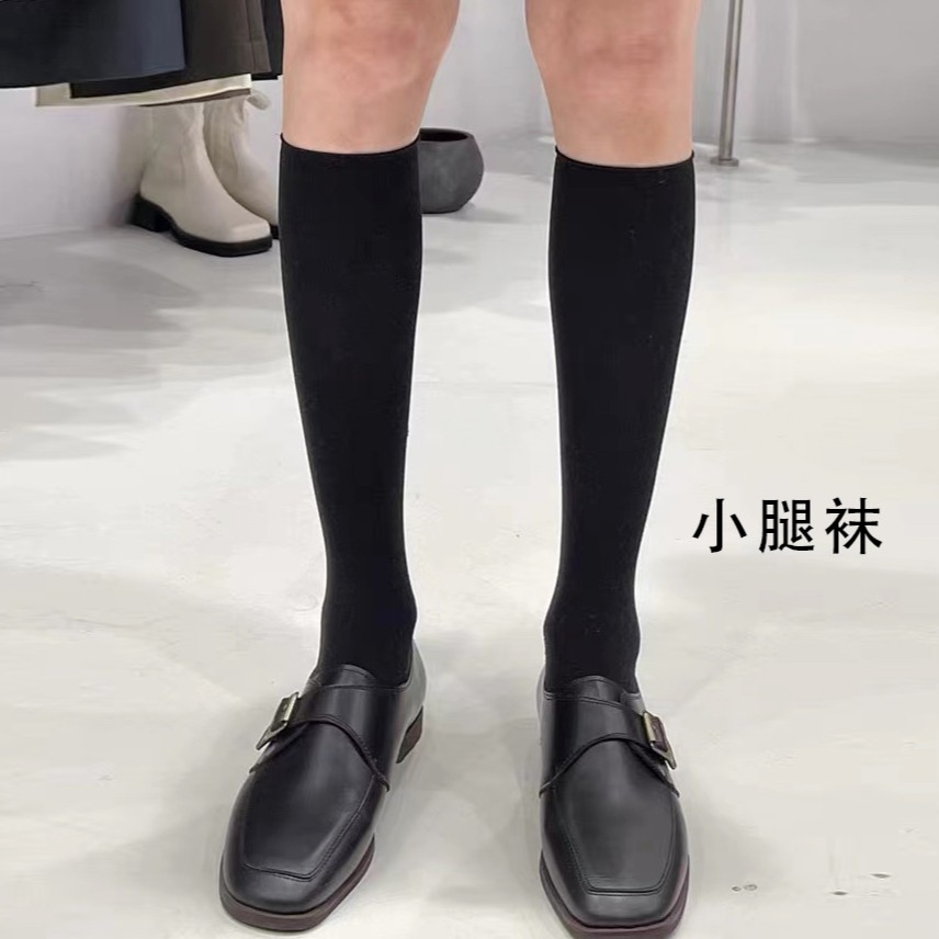 widelia陈魅儿2025春夏新款 长袜小腿袜长筒袜黑色白色jk高筒袜