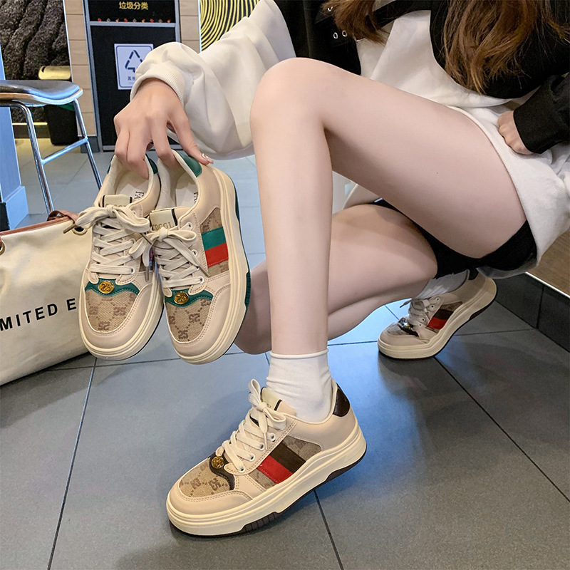【QQXZ-0008】【清清定制】复古增高软底板时尚百搭运动休闲鞋女