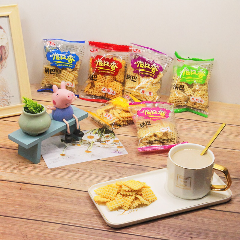 怡口香锅巴独立小包装1斤膨化饼干网红零食小吃蟹黄味多口味混装