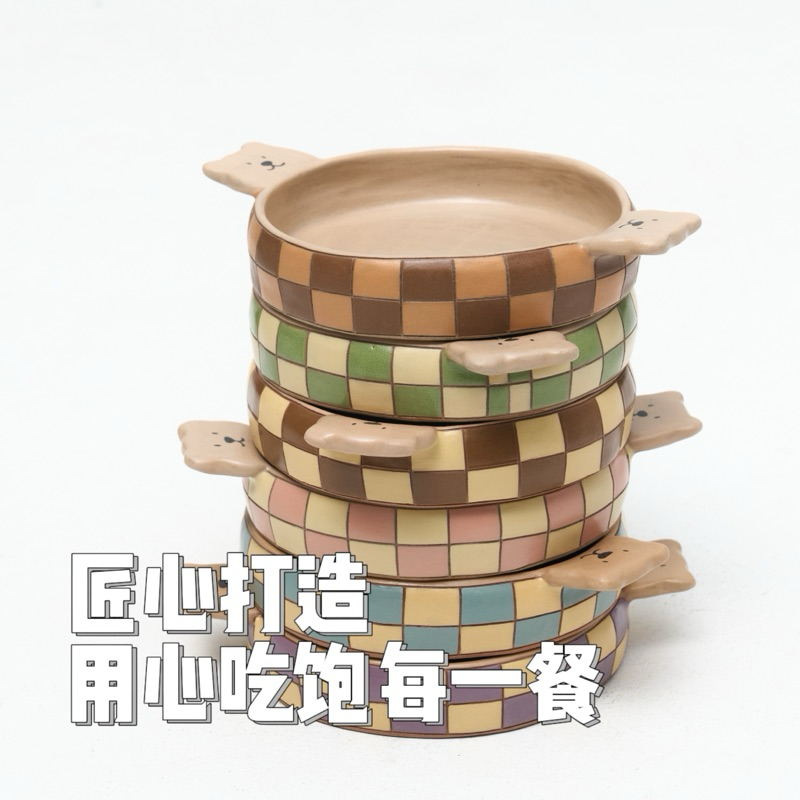 MOMMOMHAGE 原创设计师手工陶瓷小熊耳朵宠物碗猫狗食盆