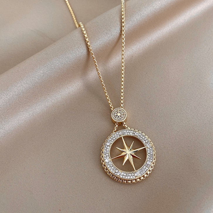 合金项链 精致八芒星项链女轻奢小众设计毛衣项链高级感长款秋冬