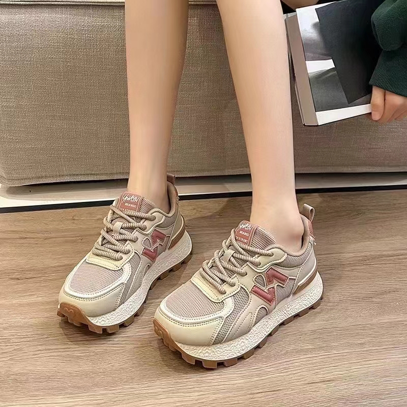 女款舒适春季潮流拼色系带软底单鞋