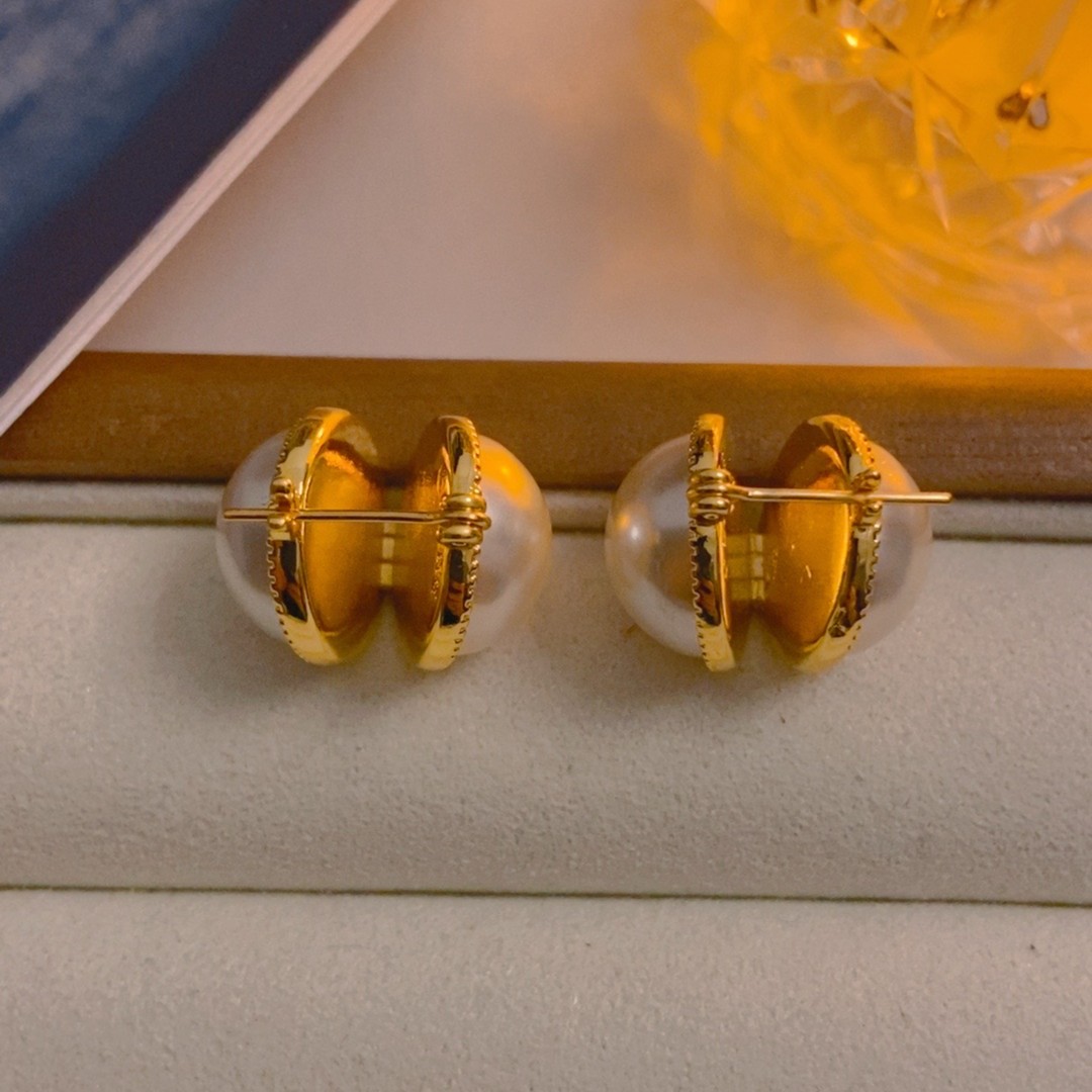 傲雪 铜合金仿珍珠耳饰 法式轻奢小众感双面珠耳环复古小香风8016