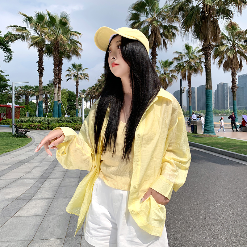 新款2024爆款夏季休闲显瘦设计感衬衫式简约百搭外套曼波开衫遮肉
