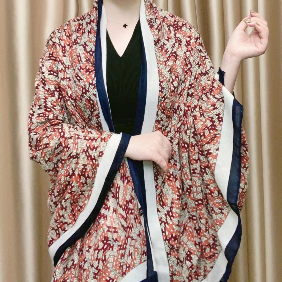 662 亚麻90x180左右丝巾长巾 彩色链条