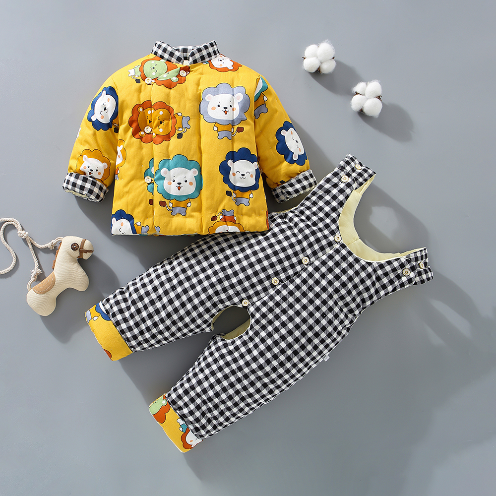 婴儿保暖手工棉衣男童女童棉袄棉裤小童加厚冬季棉服套装棉花内胆