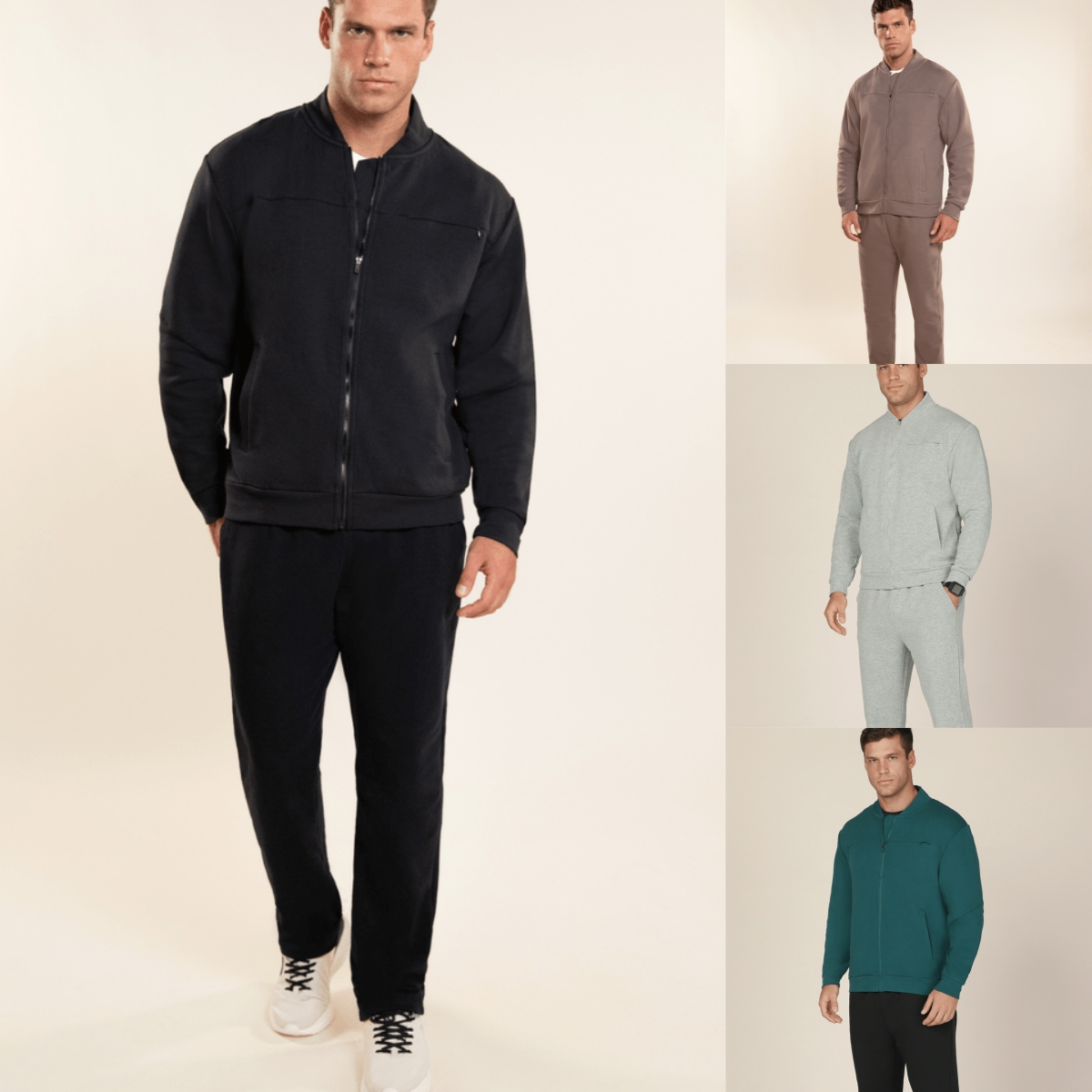 外贸男士针织水洗棉春秋款运动套装百搭纯色户外休闲卫衣卫裤6750