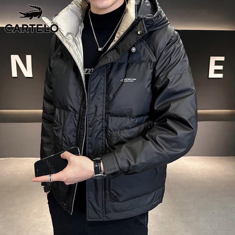 鳄鱼冬季男款羽绒服新款百搭潮牌流男士外套加厚保暖连帽夹克男装