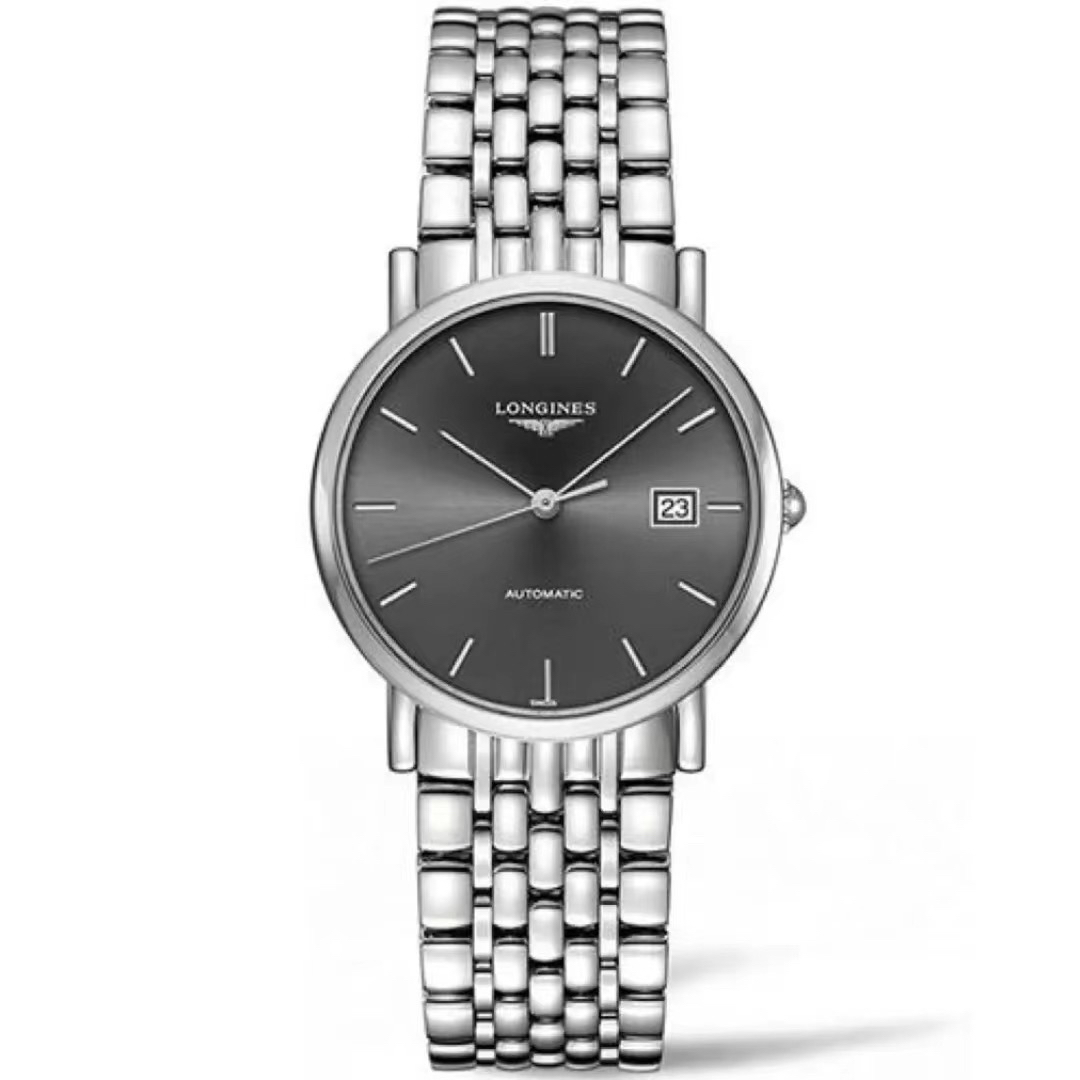 99新 Longines/浪琴 1博雅810/37mm/灰盘条刻机械男表