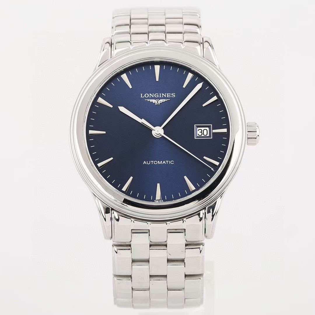 99新 Longines/浪琴 军旗984/表径40mm/ 蓝盘条刻时尚男机械/