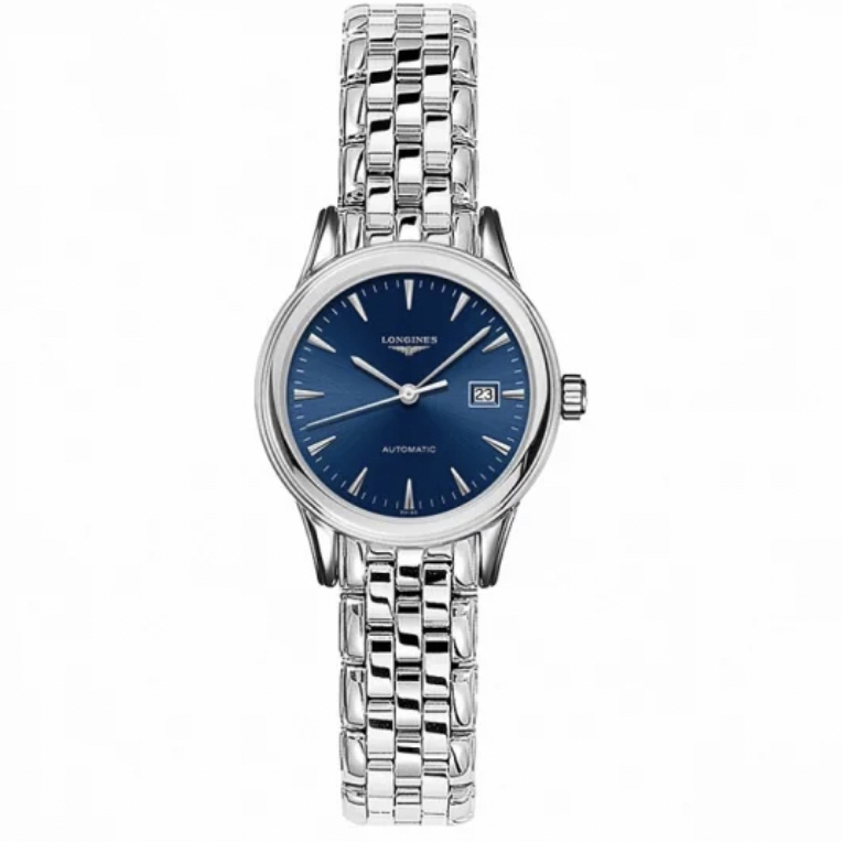 99新 Longines/浪琴 军旗374/蓝盘条刻机械女表/30mm/