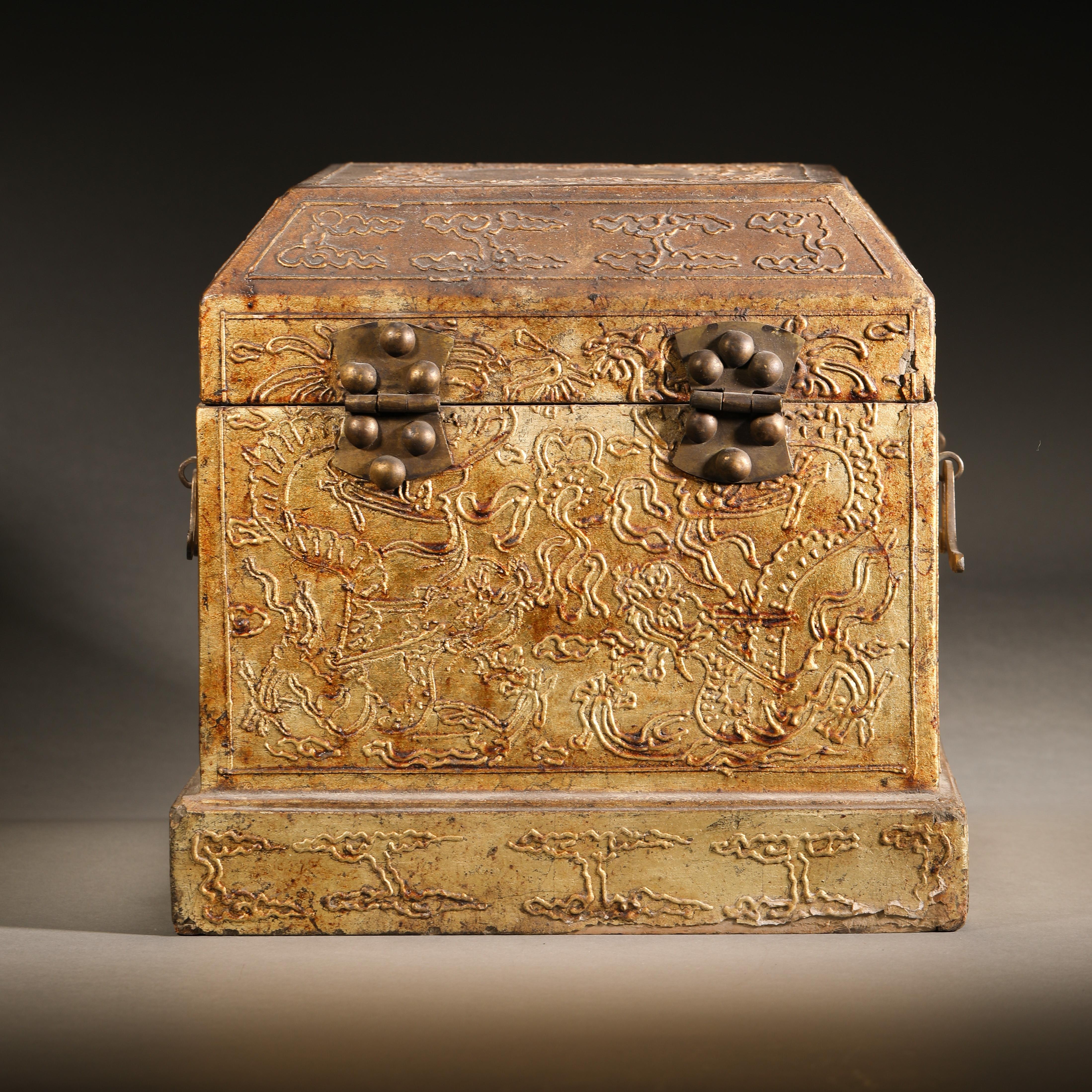 毛毛珍选/清代金漆升龙云纹宝函