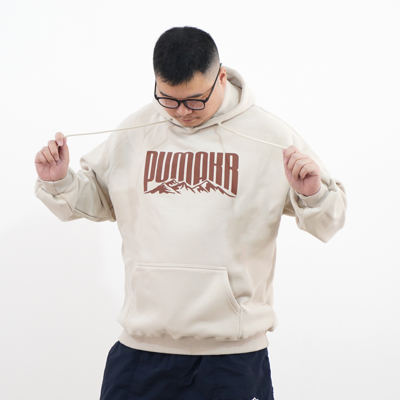 冬季加绒加厚。480克重磅卫衣男士印花连帽宽松休闲大码XY-V25