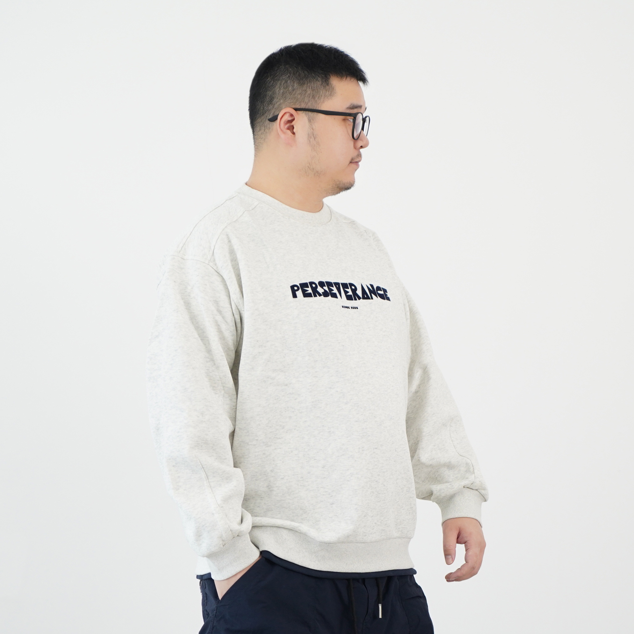 5色。假两件24秋季新品男士卫衣宽松印花长袖撞色圆领套头27-WY602