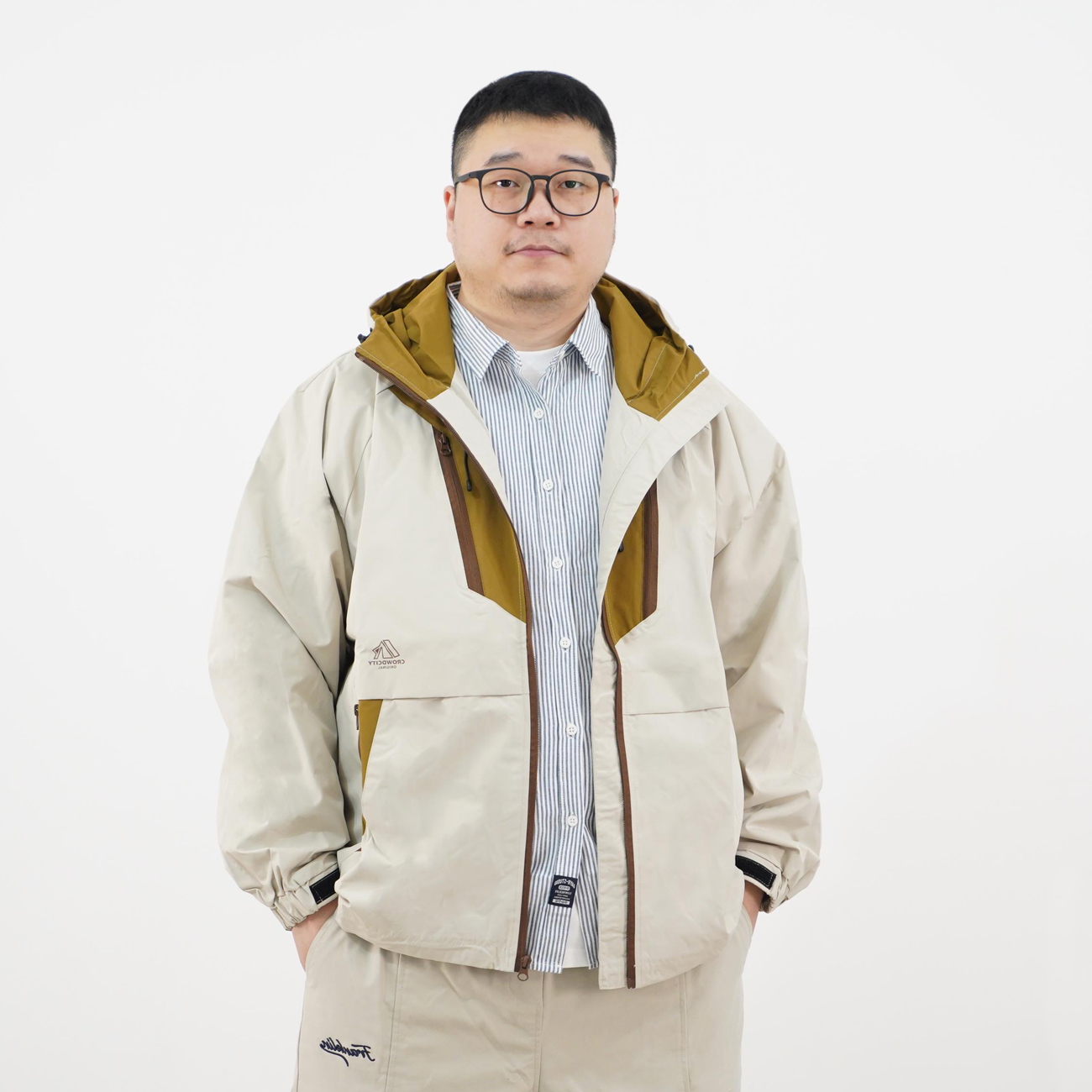 2色。特氟龙三防撞色拼接冲锋衣男士夹克运动户外宽松大码WC-Y410