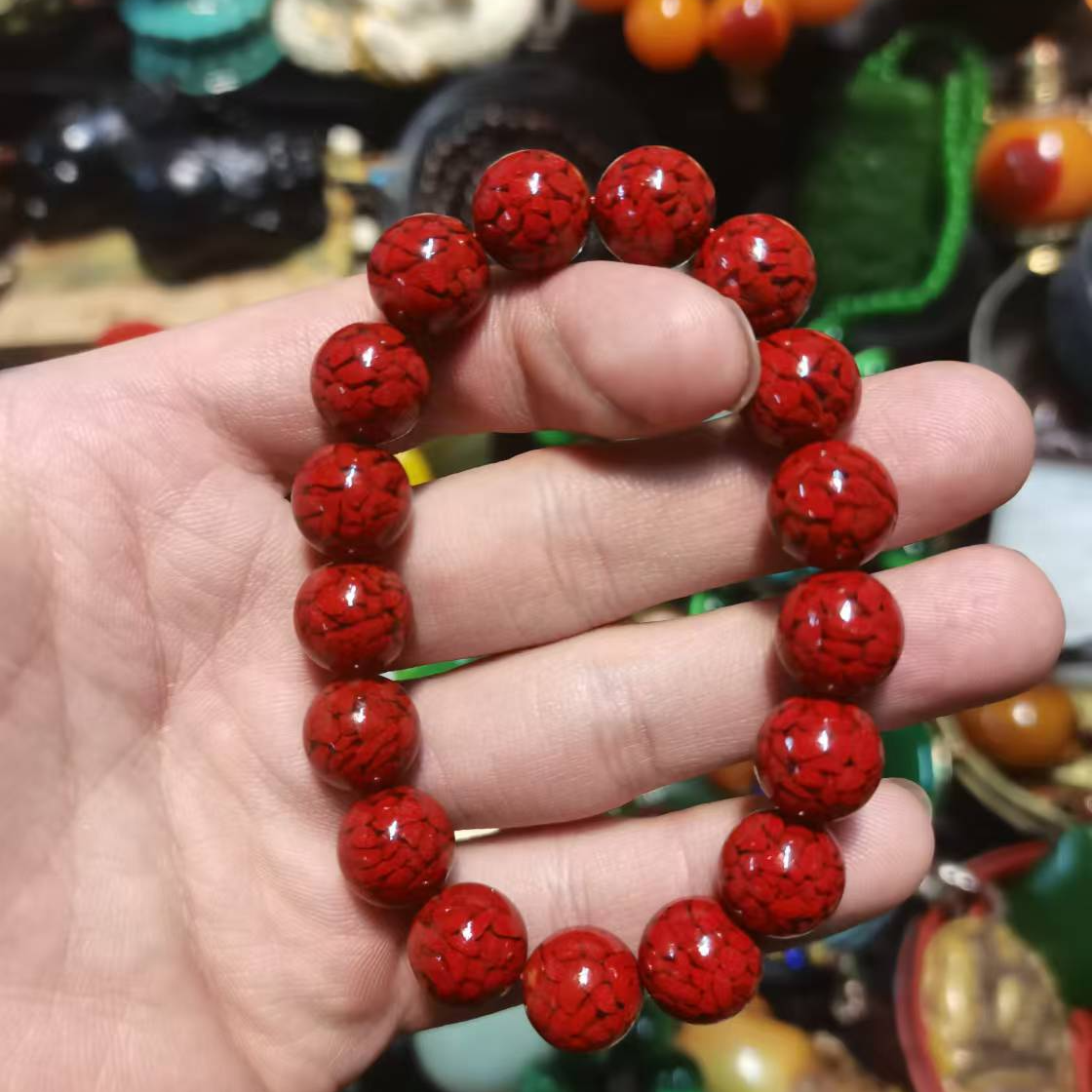 天然辰砂【闪购链接】天然辰砂晶体朱砂手串