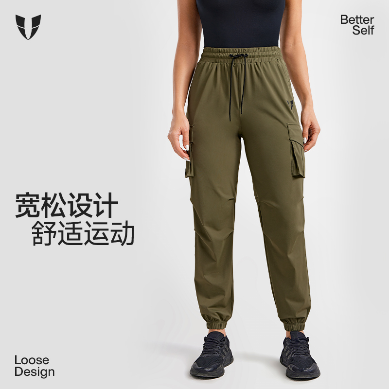 马甲线运动长裤户外运动健身训练大口袋跑步宽松休闲风F2422L053