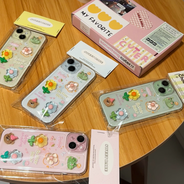 青蛙花iphone15/13苹果14手机壳华为vivo小米oppo立体女新款可爱