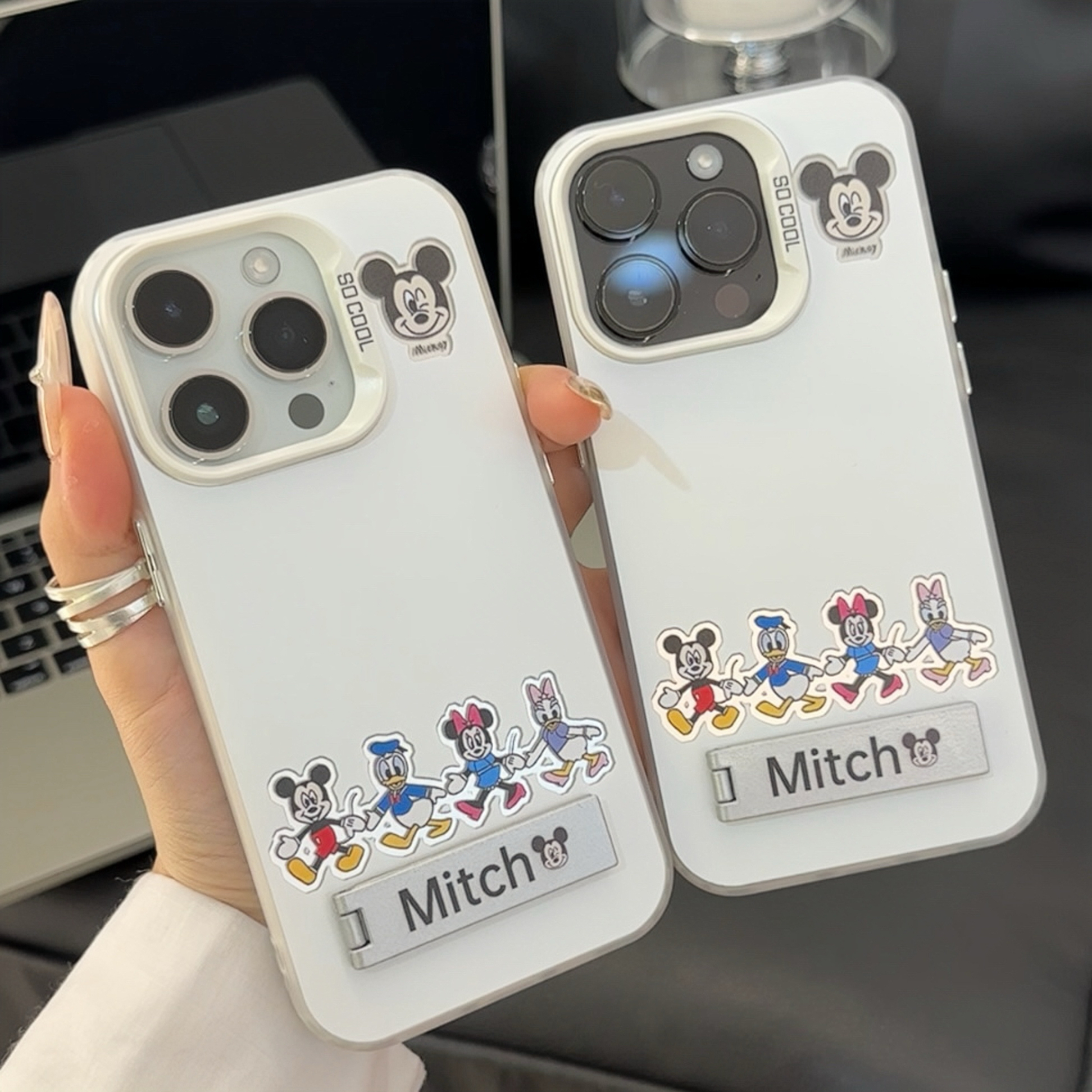 米奇家族金属支架iphone15/14/13/12手机壳华为p70vivo小米oppo套