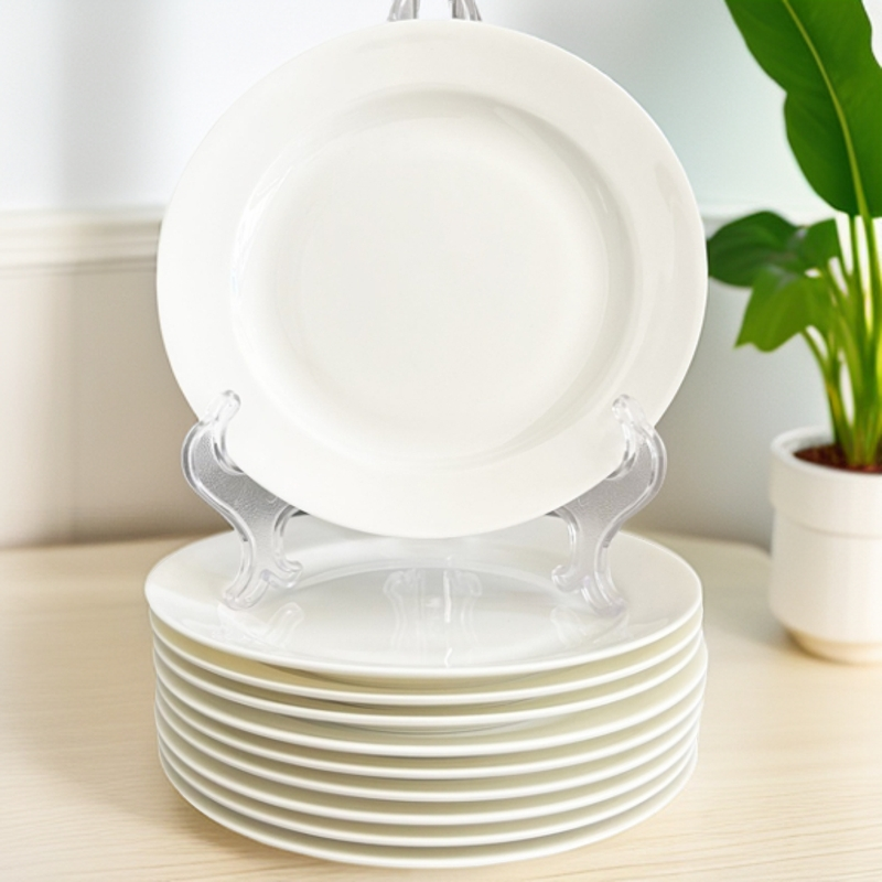 【骨瓷】10只6.5英寸纯白圆平盘家用颜值陶瓷餐具菜盘饭盘吐骨碟