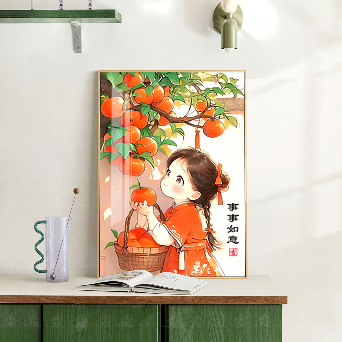 【进口棉布】爱阁十字绣事事如意小女孩新款现代简约可爱装饰手工绣