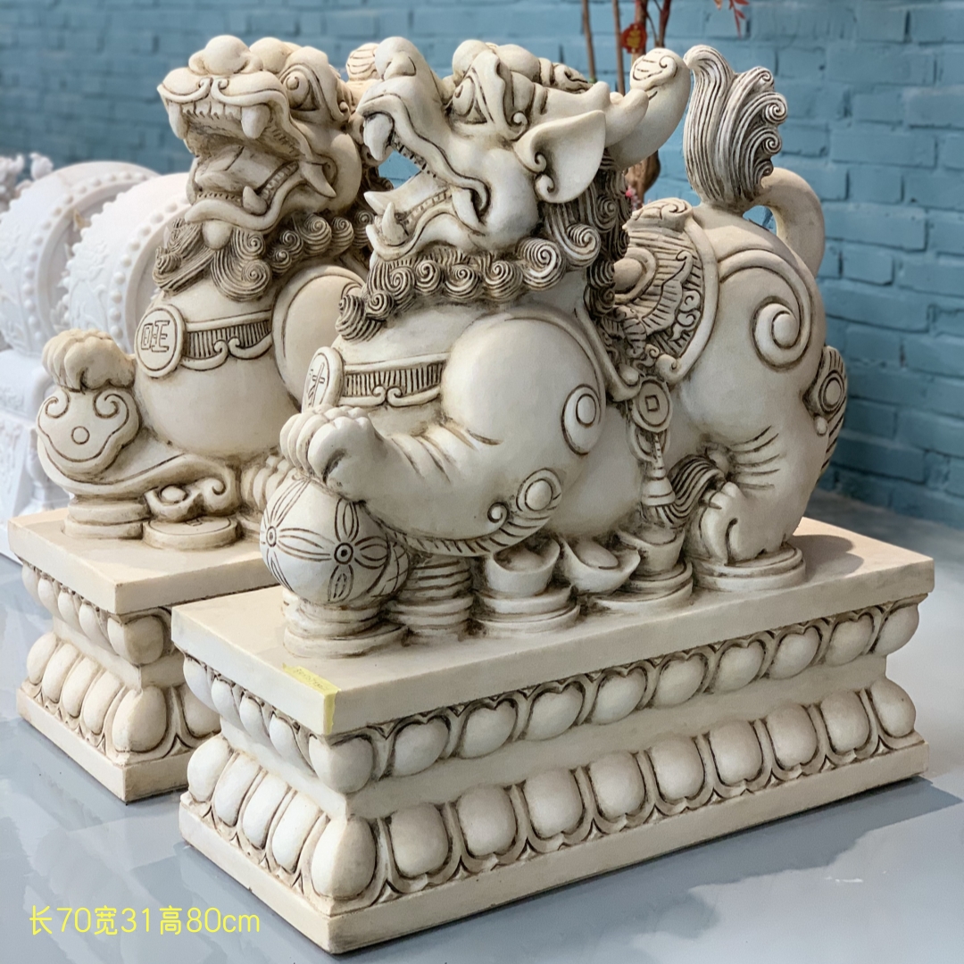 天然石材整石雕刻貔貅装饰复古精雕门墩  不含安装和卸车