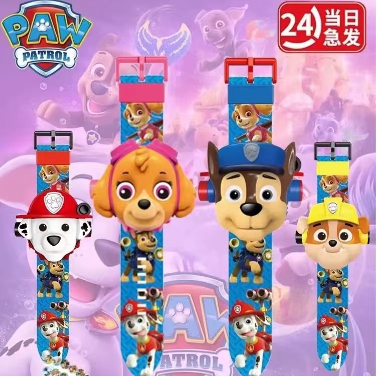 汪汪队礼物赛罗投影儿童手表卡通设计发光电子冰雪幼儿3-6男女孩