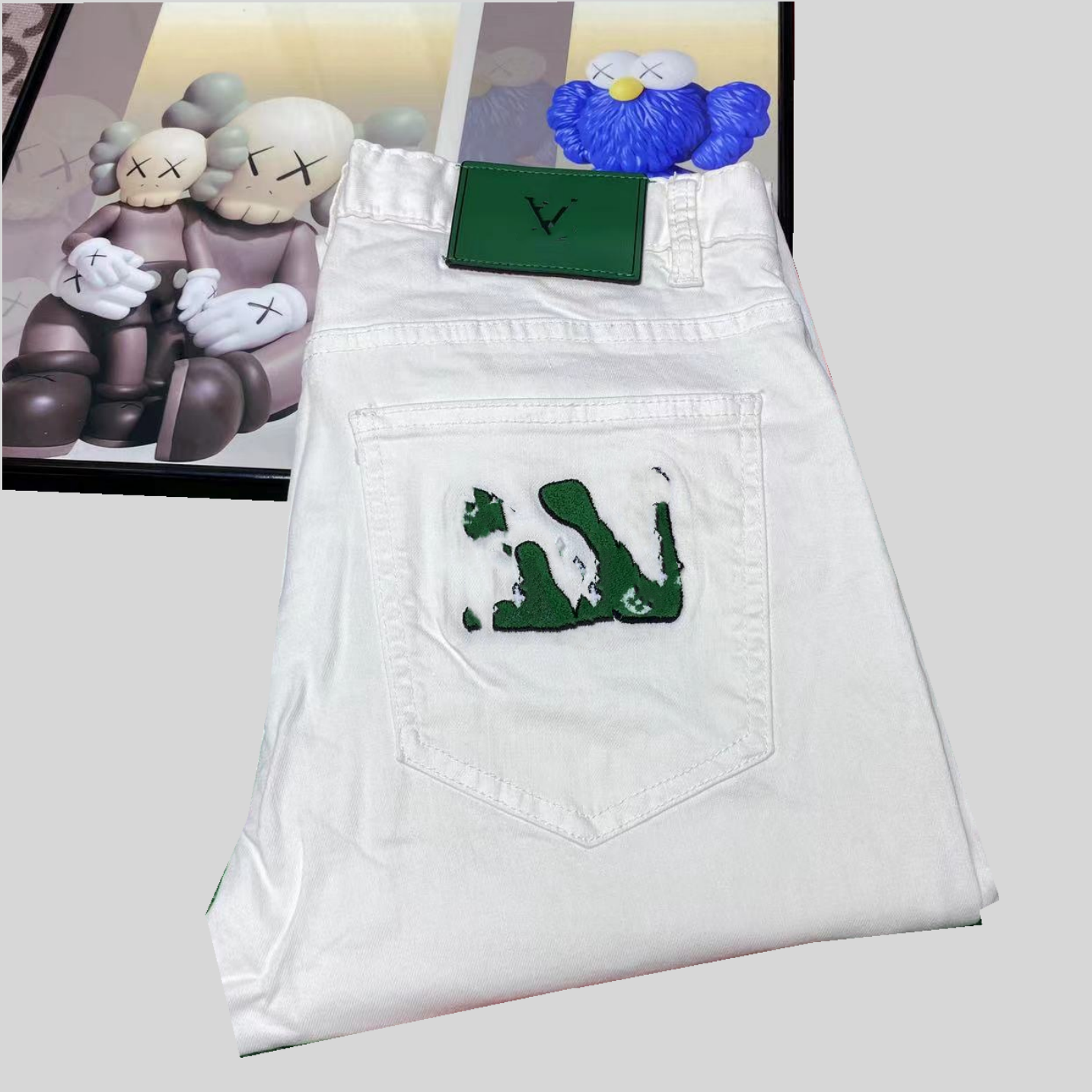 【高端系列】路标 毛巾刺绣 白牛仔裤#62066款