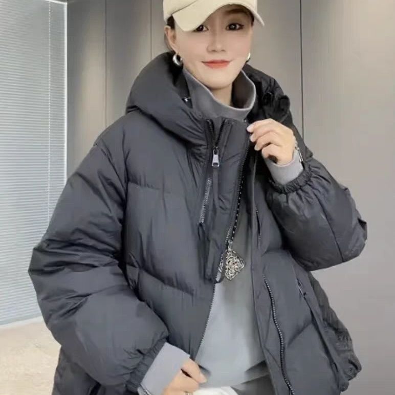 2023高端复古文艺潮流连帽服女短款加厚宽松外套