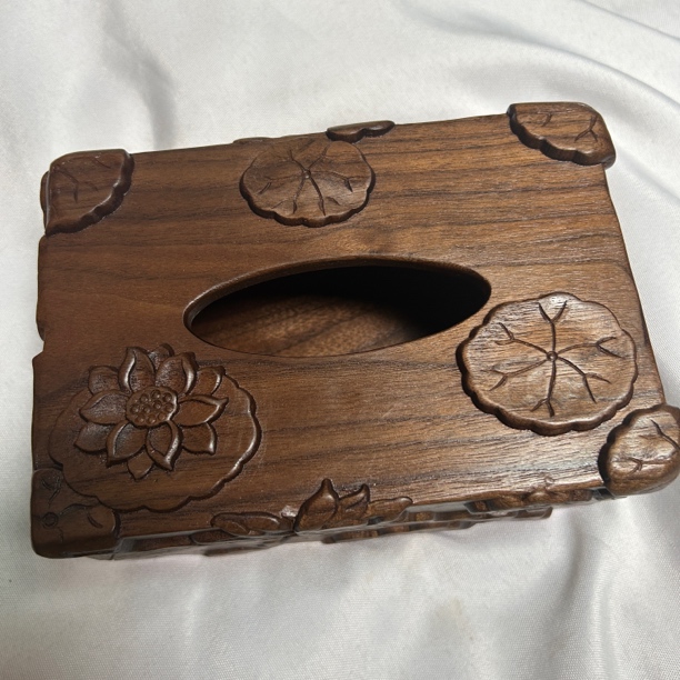 北美黑胡桃整木原创设计和和美美纸巾盒