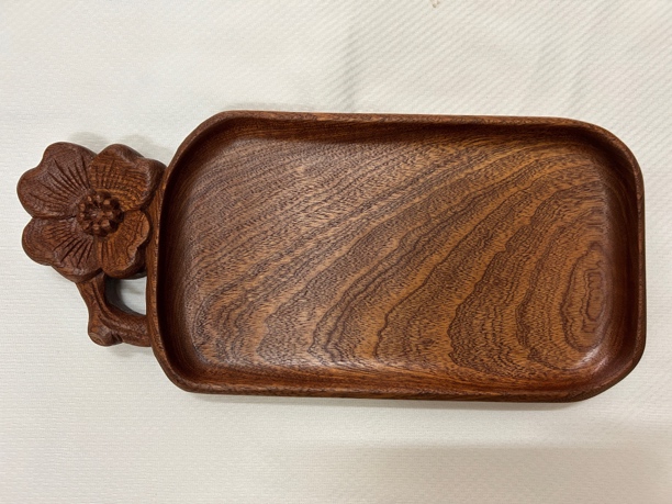 原创花形点心盘木托盘水果盘实木糕点盘零食盘家用餐盘