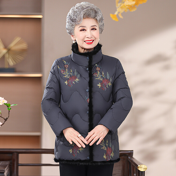 皮尔卡丹奶奶冬装羽绒服60岁70老人加厚中老年女装妈妈冬季短款外