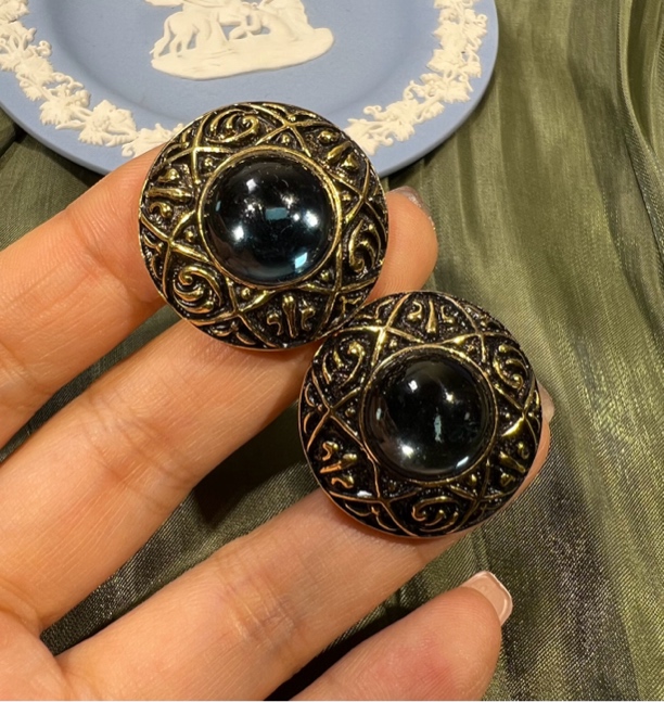 合金耳饰 饰品时尚vintage金色黑色孤品耳夹百搭气质轻奢