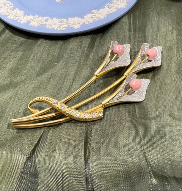 铁合金玻璃胸针 vintage孤品胸针