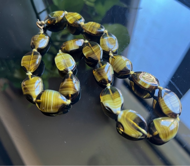 铁合金琉璃项链 vintage中古云纹琉璃项链复古双色百搭气质经典